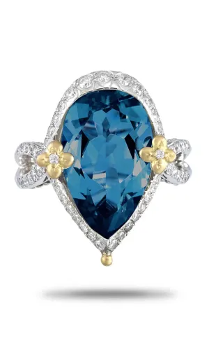 Flower Dance Ring – Diamond & London Blue Topaz
