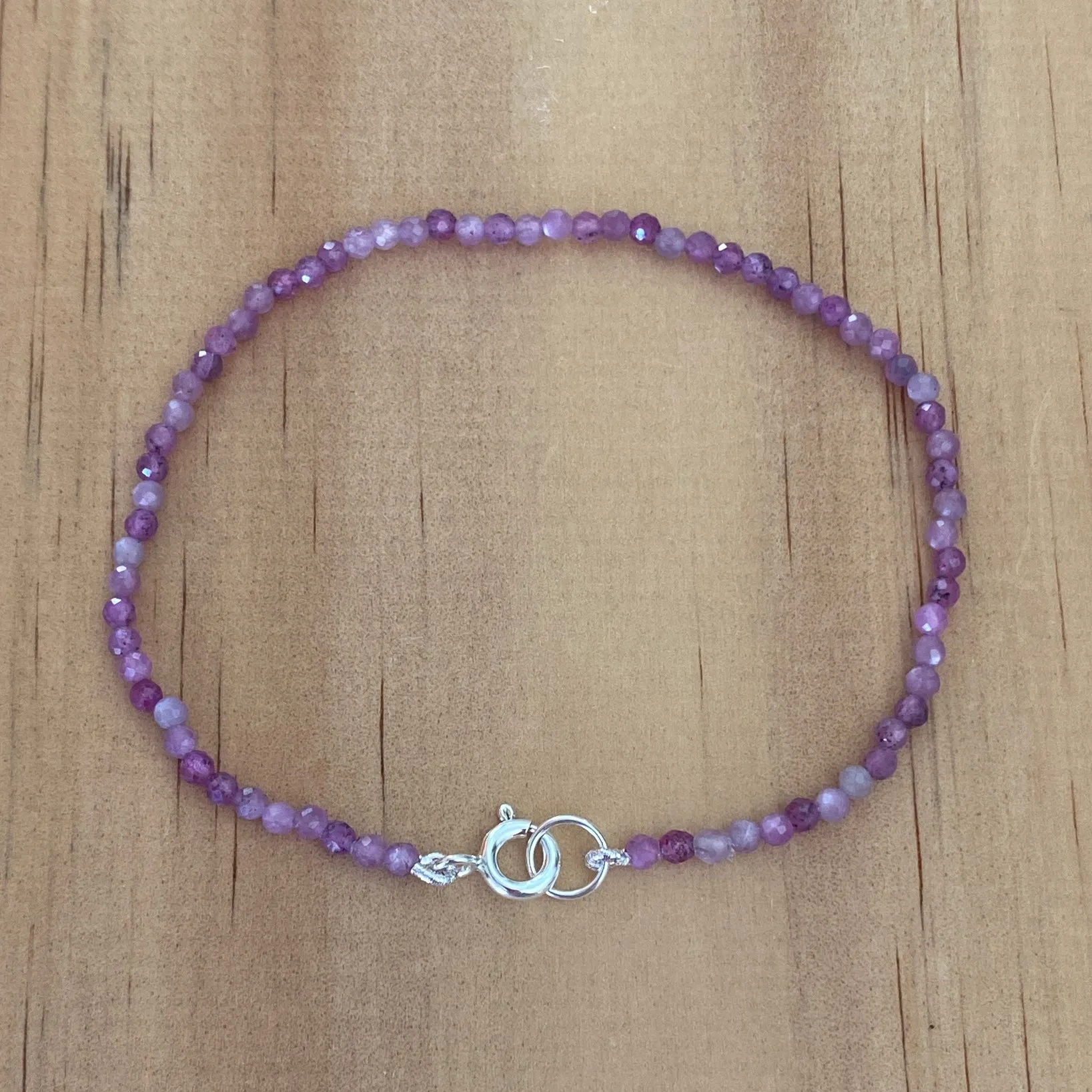 Genuine Natural Star Ruby Sterling Silver Bracelet