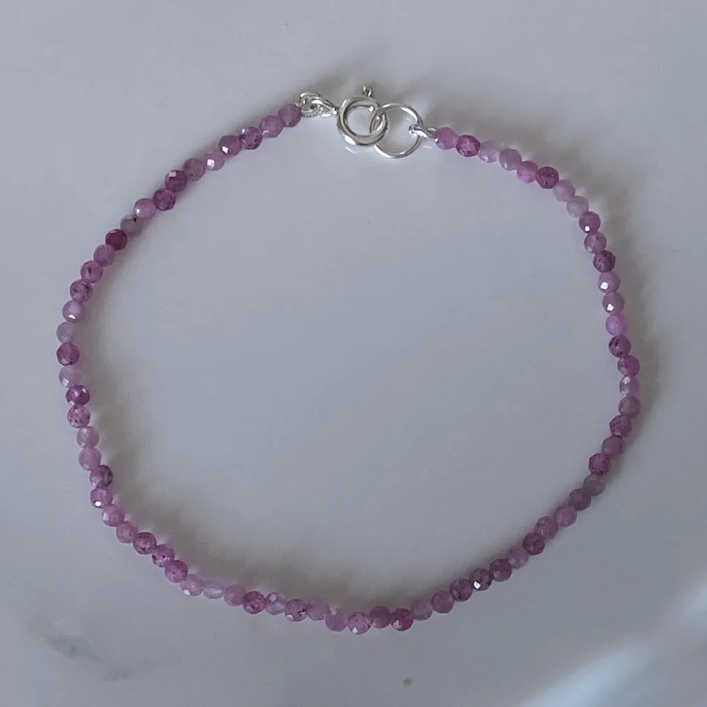 Genuine Natural Star Ruby Sterling Silver Bracelet