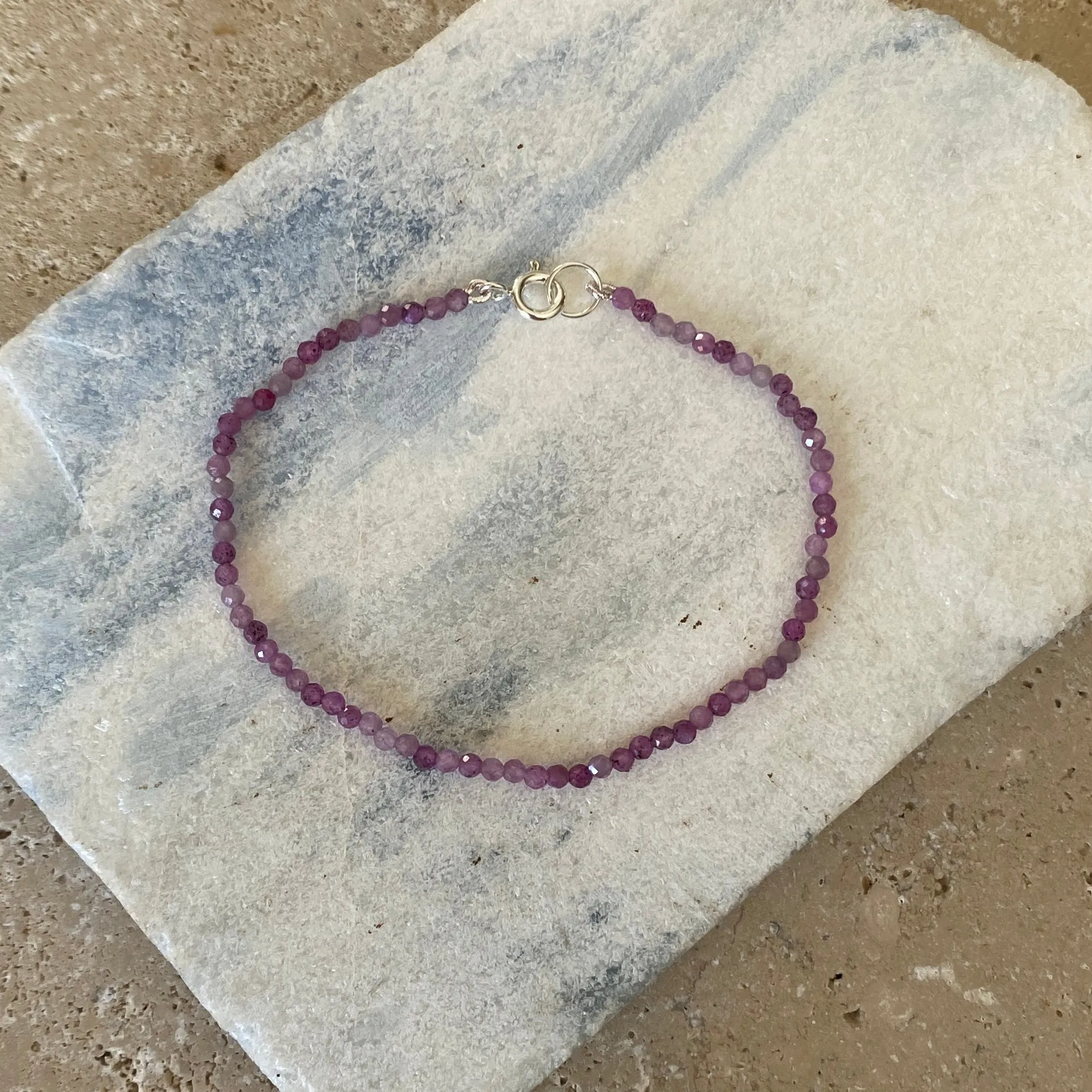 Genuine Natural Star Ruby Sterling Silver Bracelet