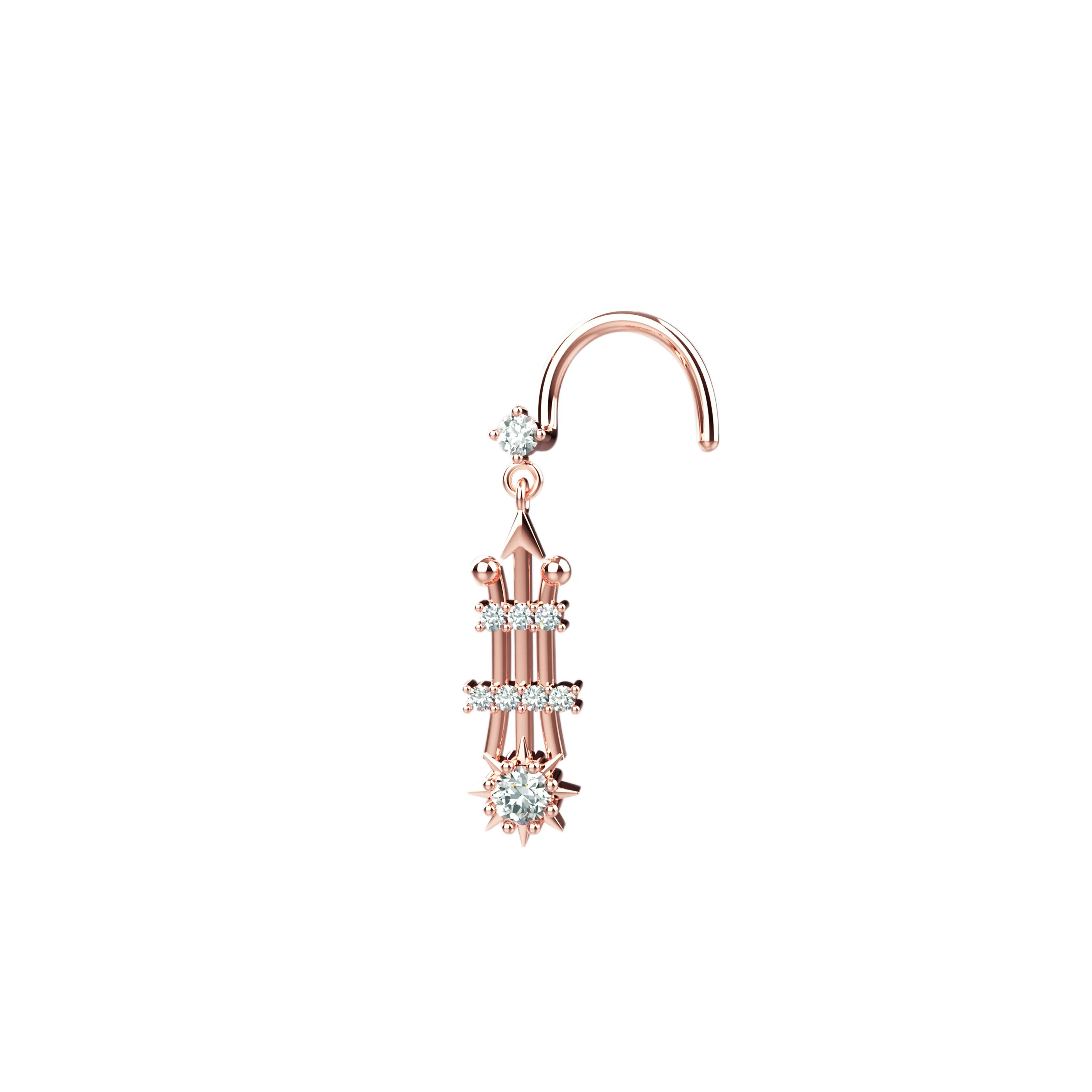 Gold Nose Stud – Elegant Dangle Nose Ring for Daily Wear