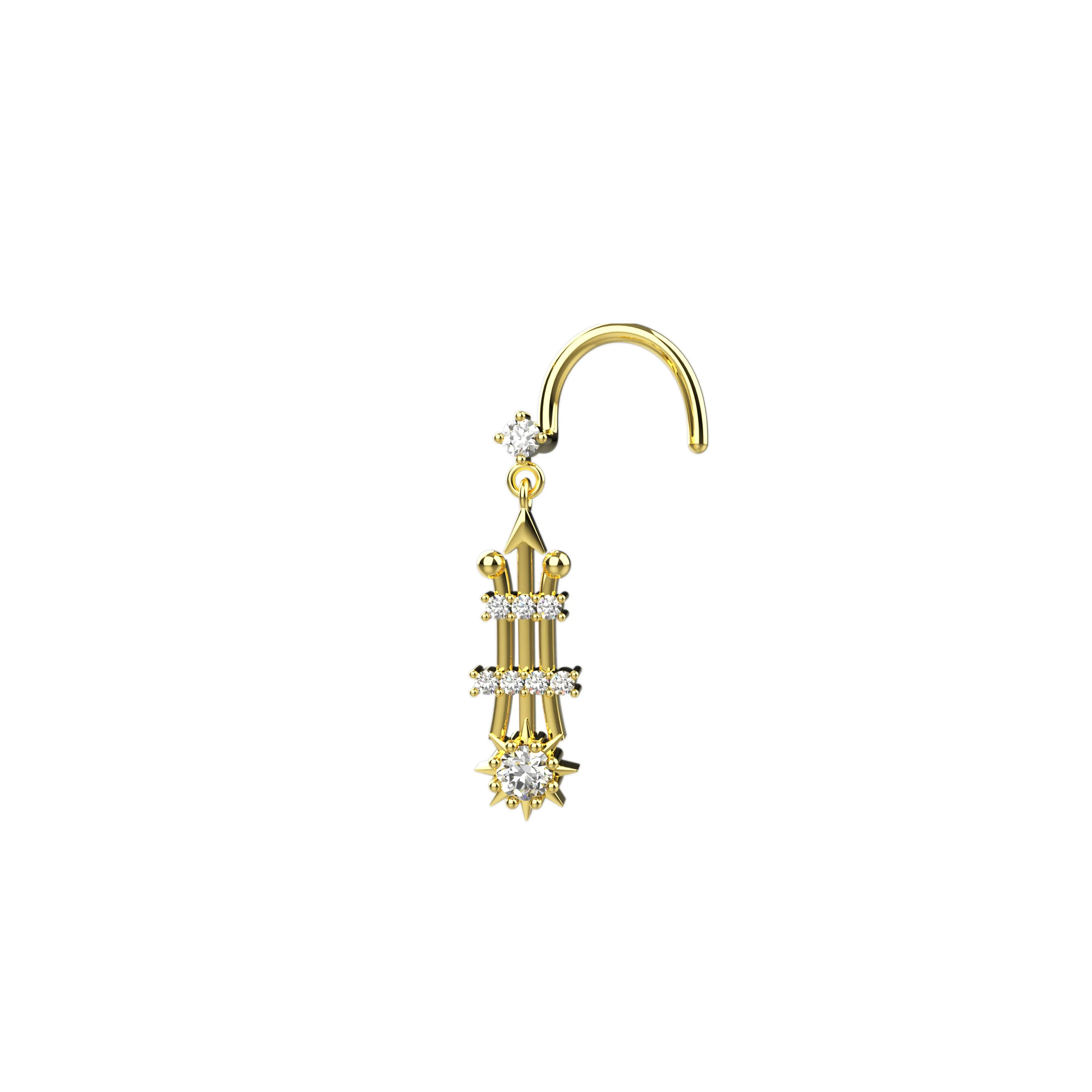 Gold Nose Stud – Elegant Dangle Nose Ring for Daily Wear