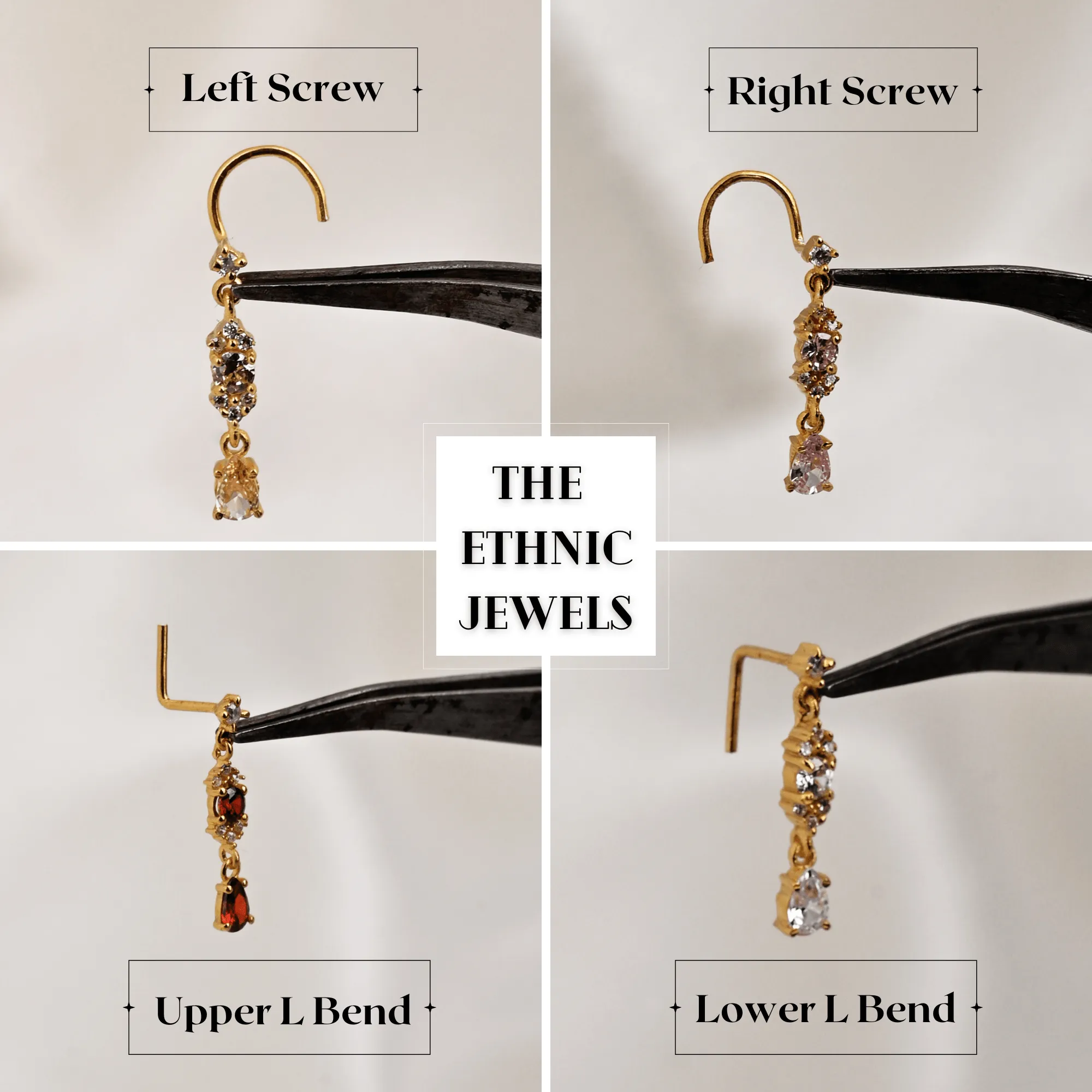 Gold Nose Stud – Elegant Dangle Nose Ring for Daily Wear