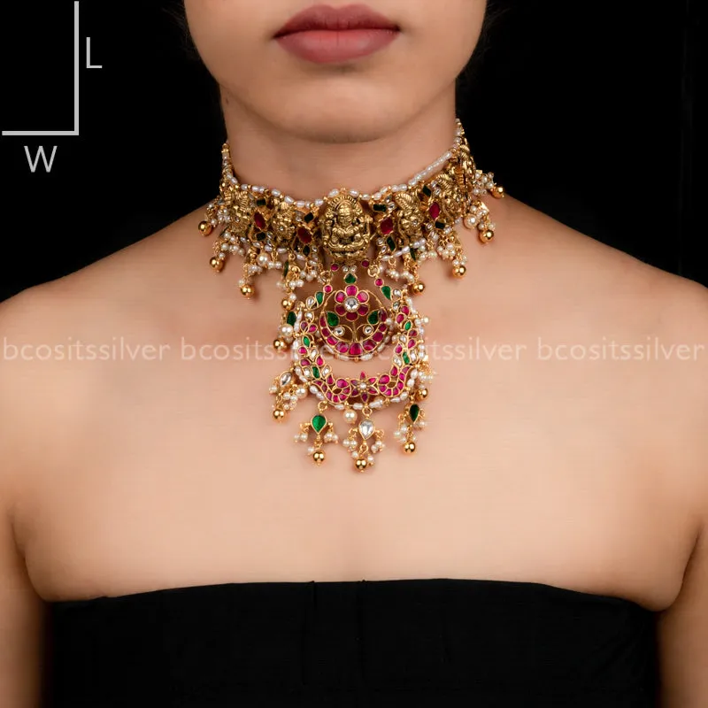 Gold Plated Lakshmi Kundan Bridal Choker - 1801