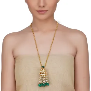 Gold Plated Sankrant Kundan Jhumki Tassel Necklace