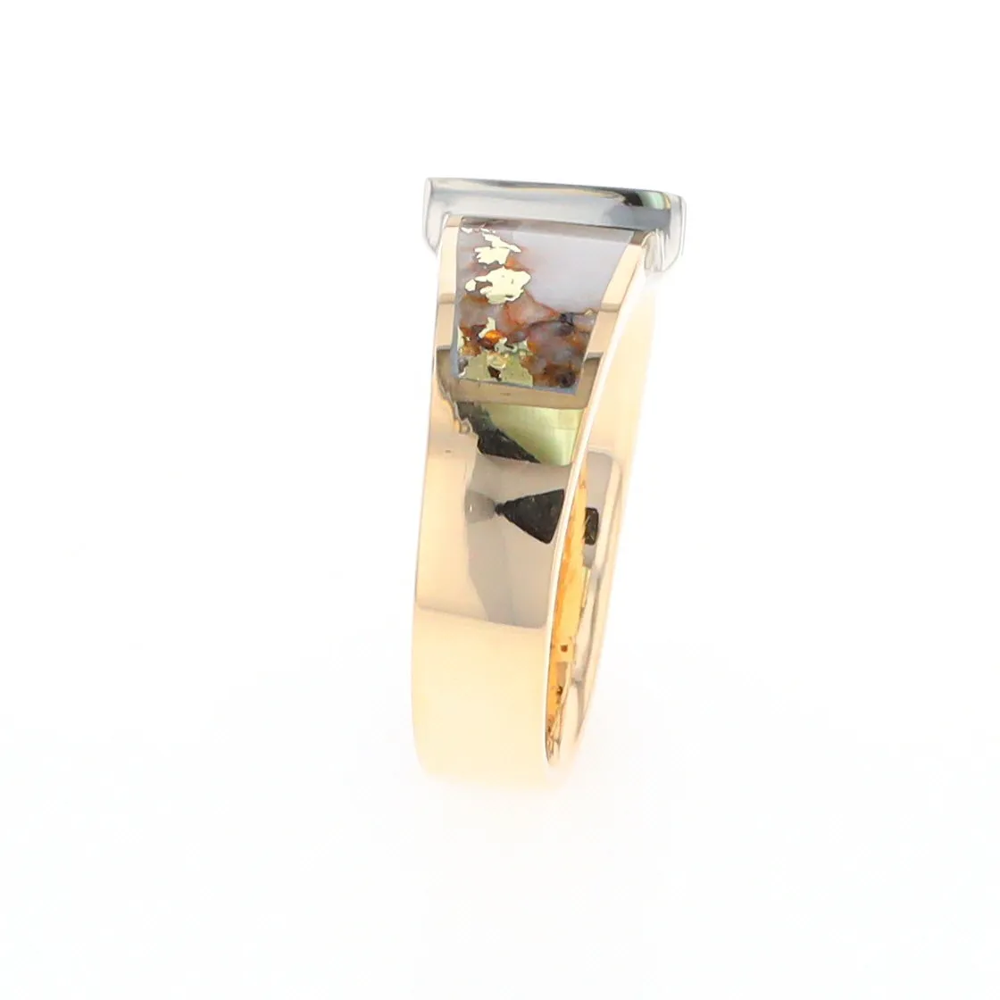 Gold Quartz Ring Double Sided Inlaid with .19ctw Round Diamonds