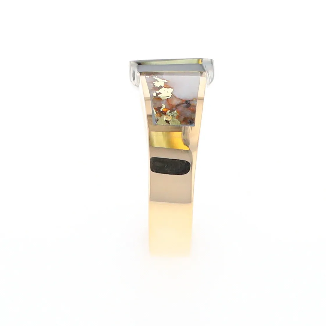 Gold Quartz Ring Double Sided Inlaid with .19ctw Round Diamonds