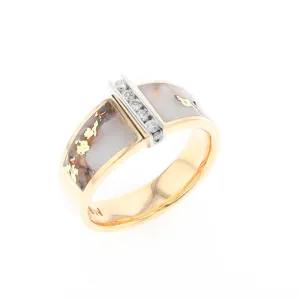Gold Quartz Ring Double Sided Inlaid with .19ctw Round Diamonds