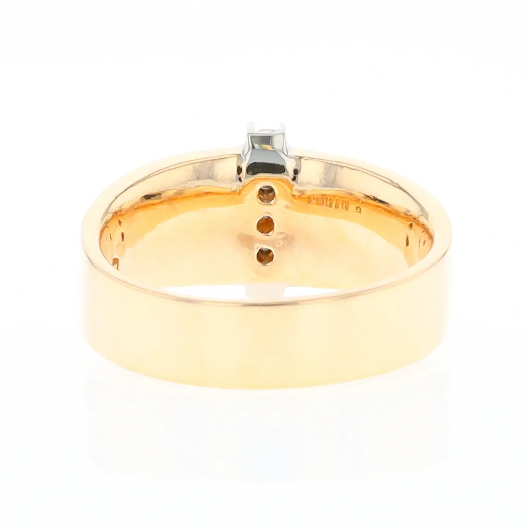 Gold Quartz Ring Double Sided Inlaid with .19ctw Round Diamonds