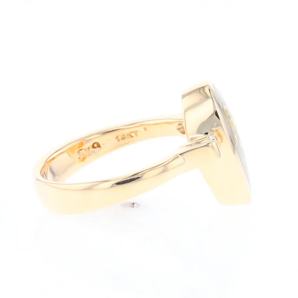 Gold Quartz Ring Pear Shape Inlaid with .18ctw Round Diamonds