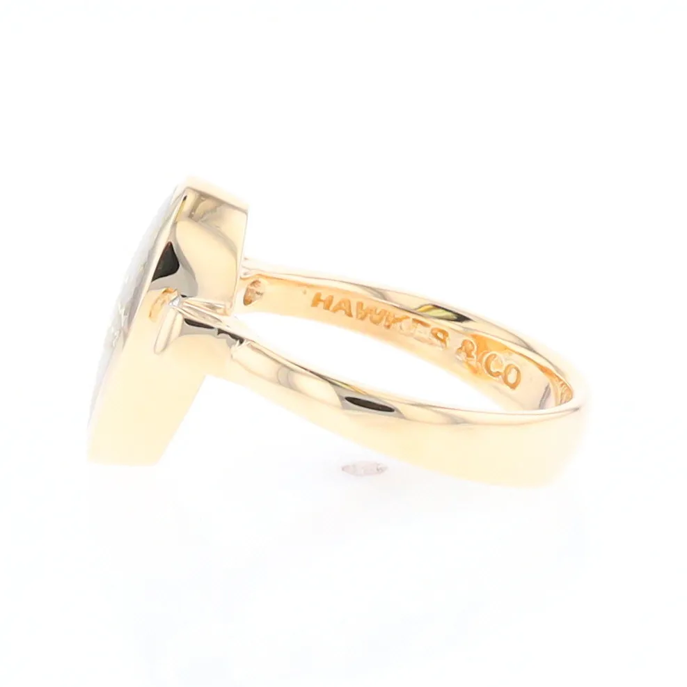 Gold Quartz Ring Pear Shape Inlaid with .18ctw Round Diamonds