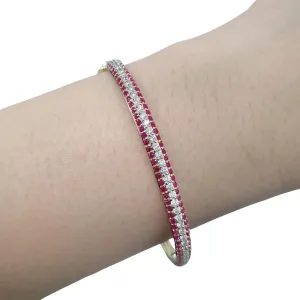 Golden Pink Ruby Tennis Diamond Bracelet 14kt