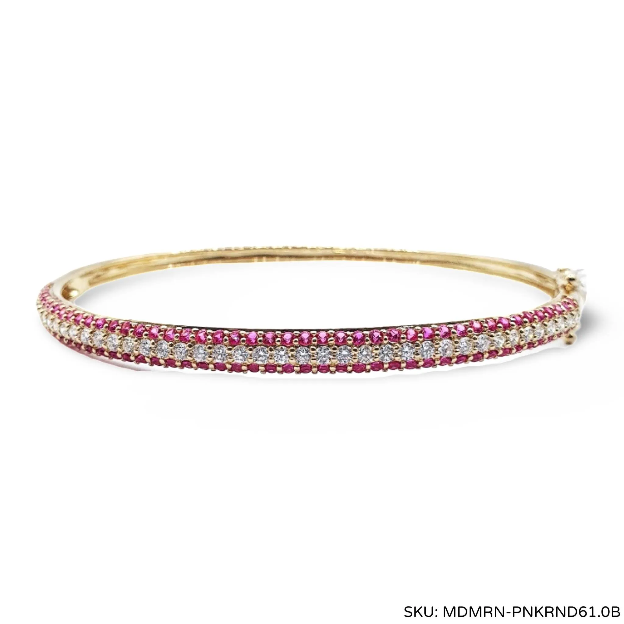 Golden Pink Ruby Tennis Diamond Bracelet 14kt