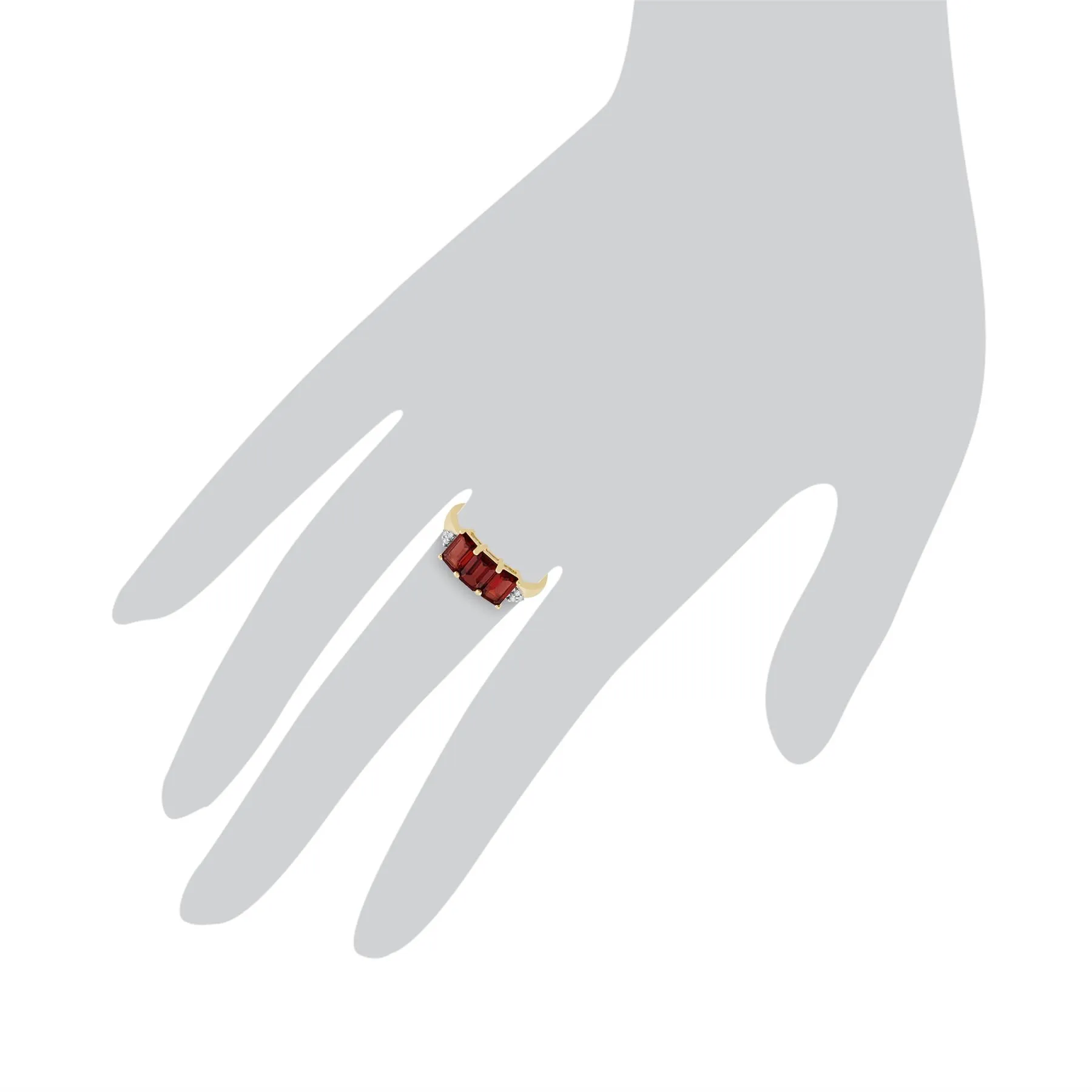 Granat Ring, 9ct Gelbgold 2.10ct Mosambik Granat & Diamant Trilogie Ring