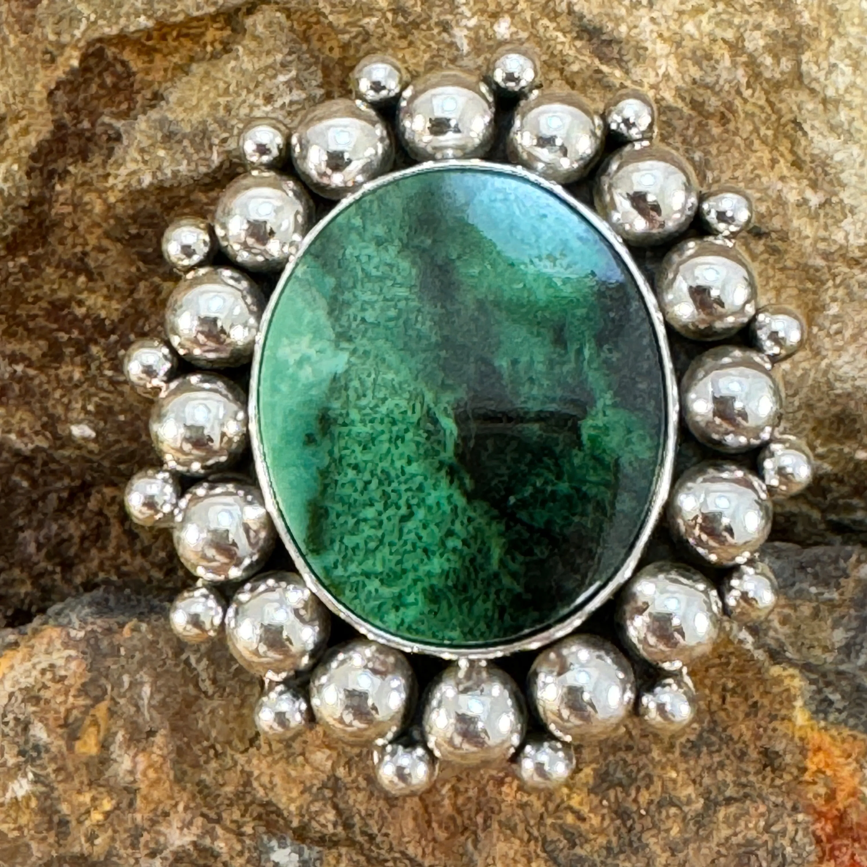 Green Garnet Sterling Silver Ring by Artie Yellowhorse