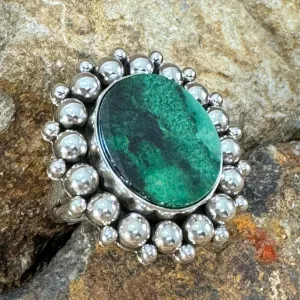 Green Garnet Sterling Silver Ring by Artie Yellowhorse
