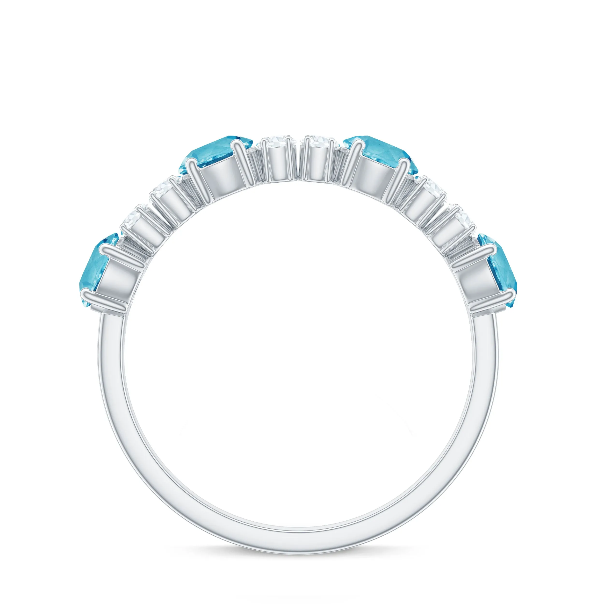 Half Eternity Ring with Swiss Blue Topaz and Diamond