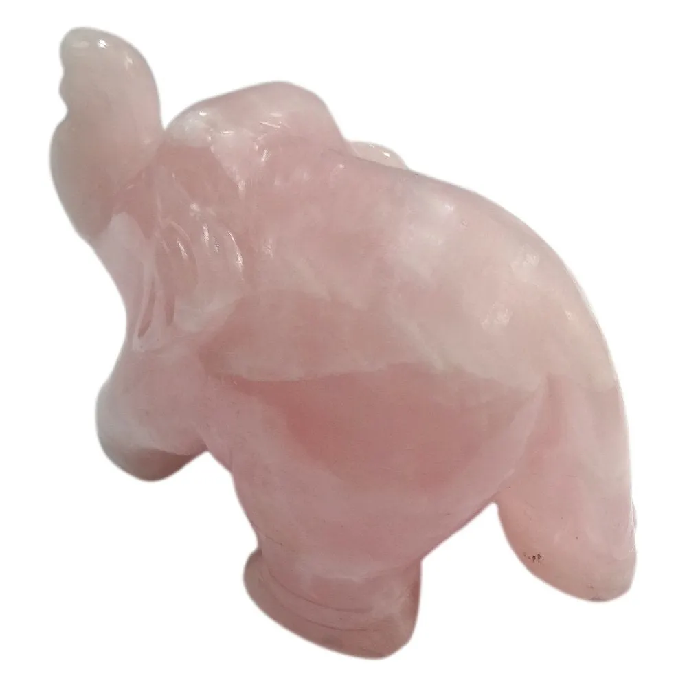 Handmade Showpieces Rose Quartz Stone Figurine Elephant 5 cm.
