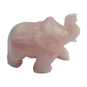 Handmade Showpieces Rose Quartz Stone Figurine Elephant 5 cm.