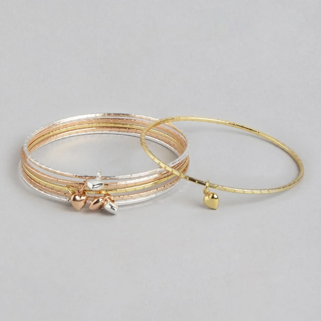Harmony Hearts 925 Sterling Silver Multi-Tone Plated Combo Bangle
