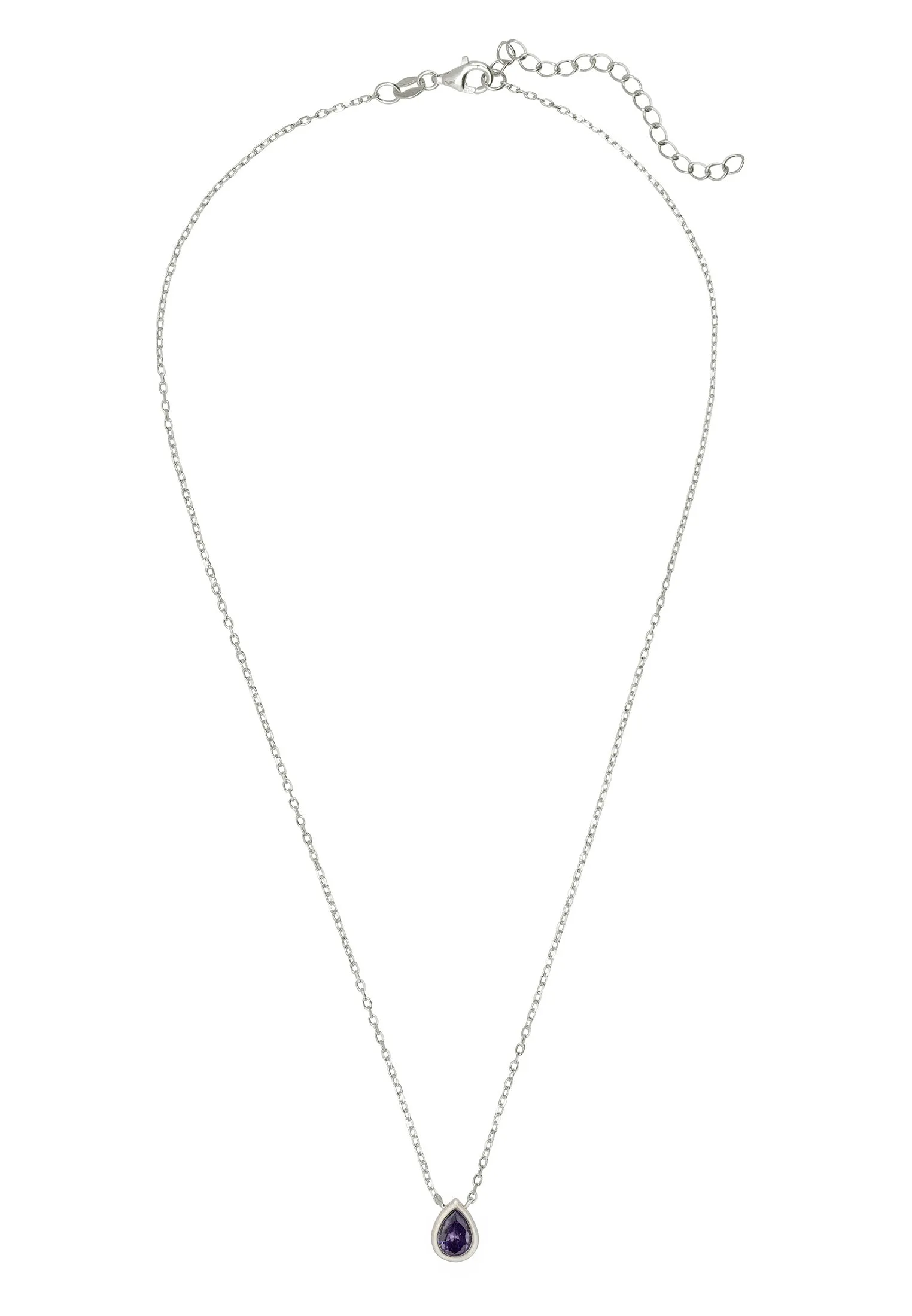Harriett Mini Teardrop Amethyst Pendant Necklace Silver