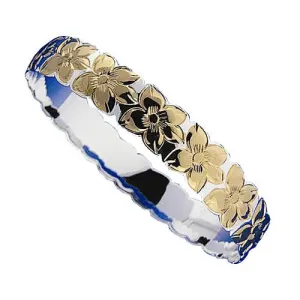 Hawaiian Jewelry Plumeria Cut Out Two Tone Baby Bangle