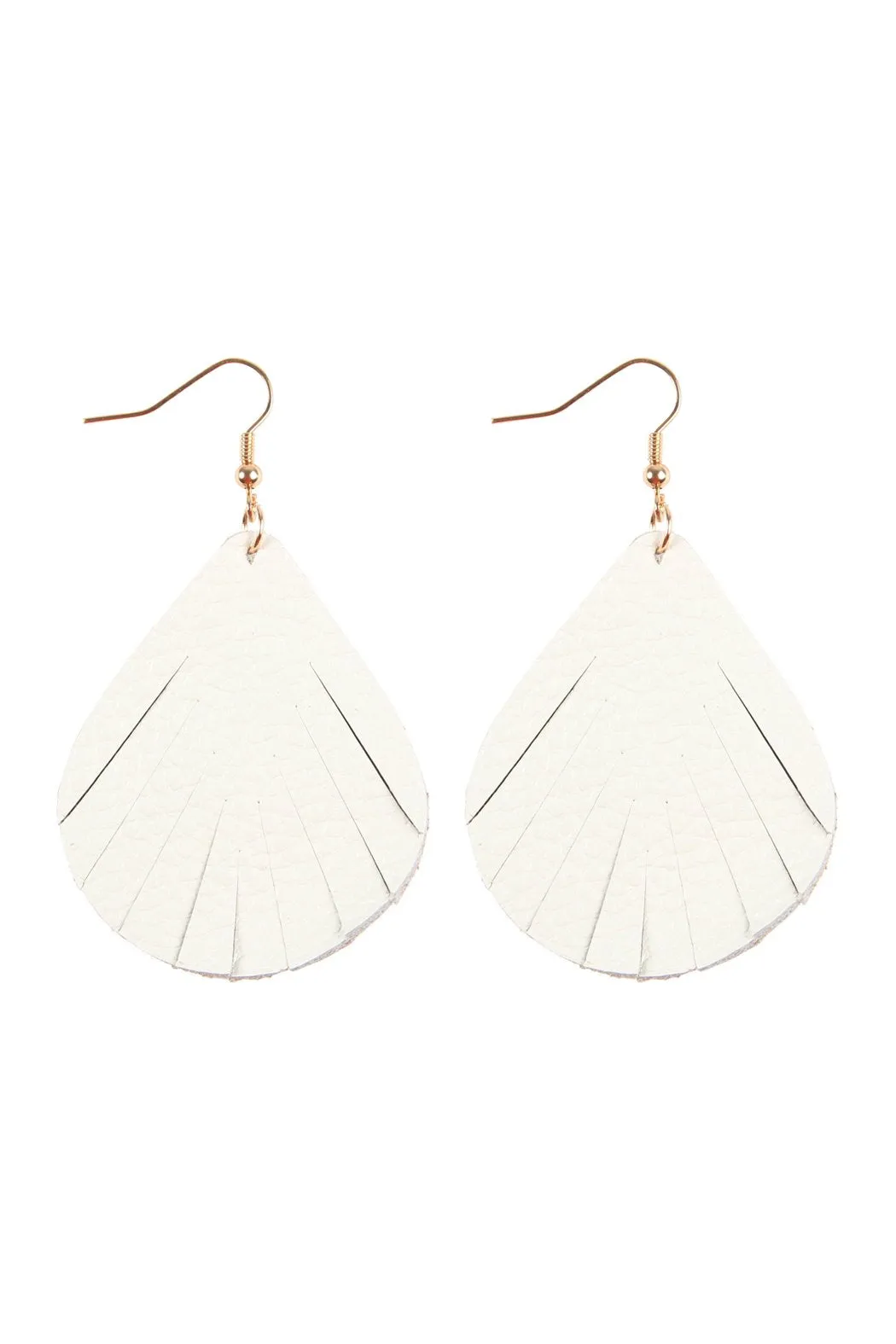 Hde2271 - Fringed Pear Shaped Leather Earrings