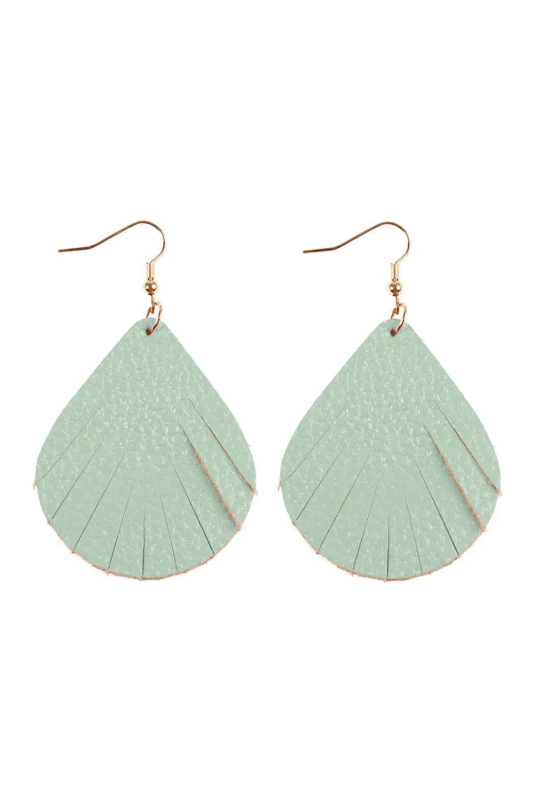 Hde2271 - Fringed Pear Shaped Leather Earrings