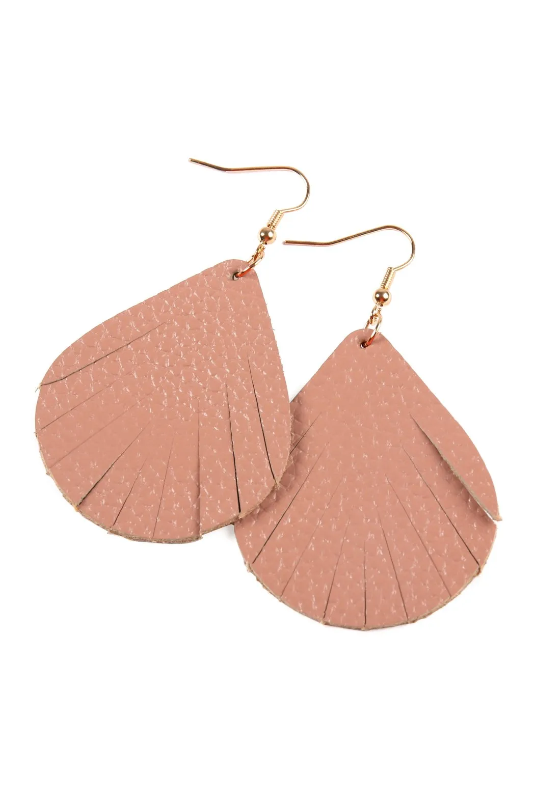 Hde2271 - Fringed Pear Shaped Leather Earrings