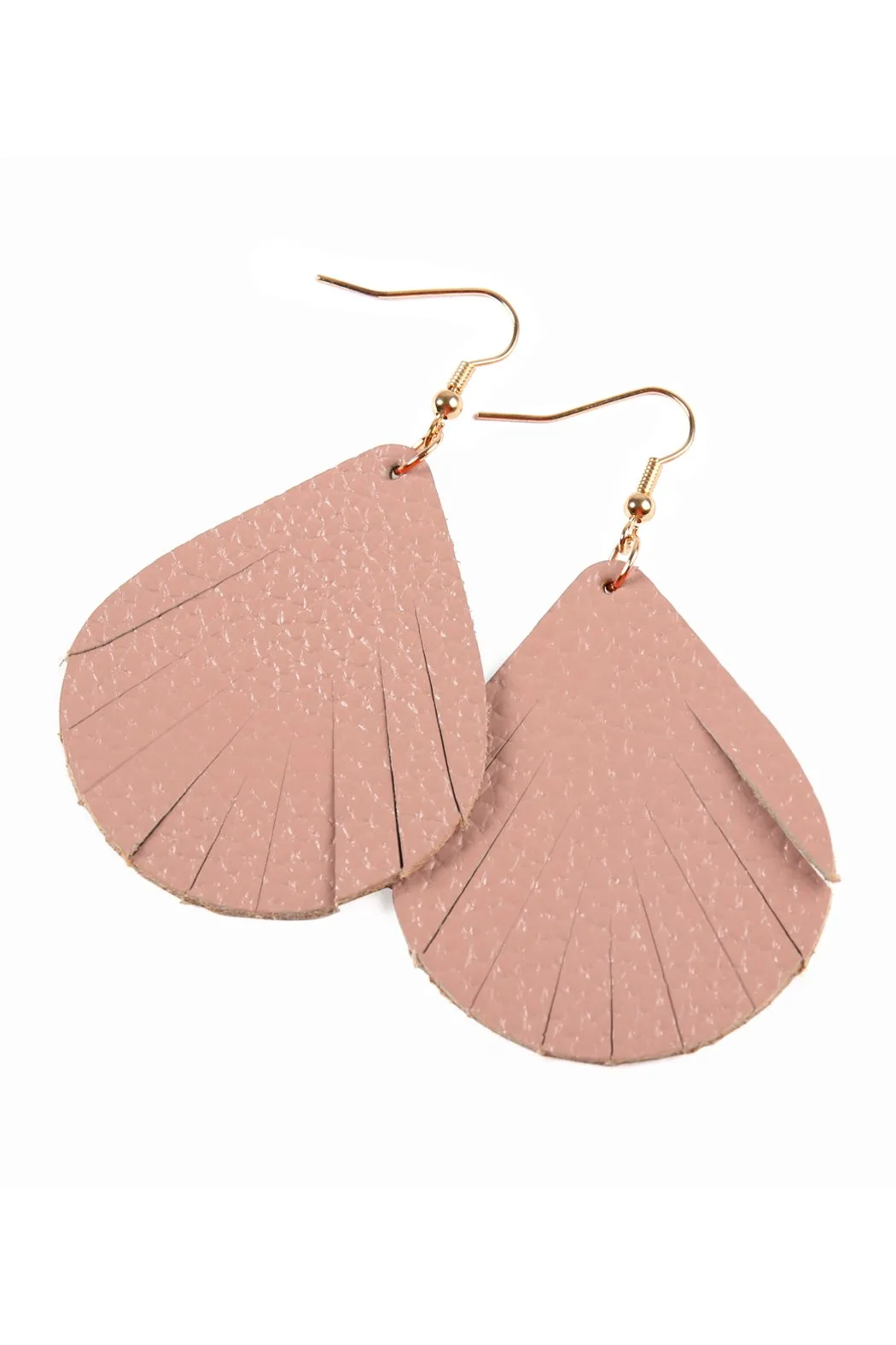 Hde2271 - Fringed Pear Shaped Leather Earrings