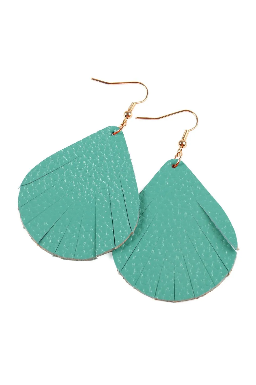 Hde2271 - Fringed Pear Shaped Leather Earrings