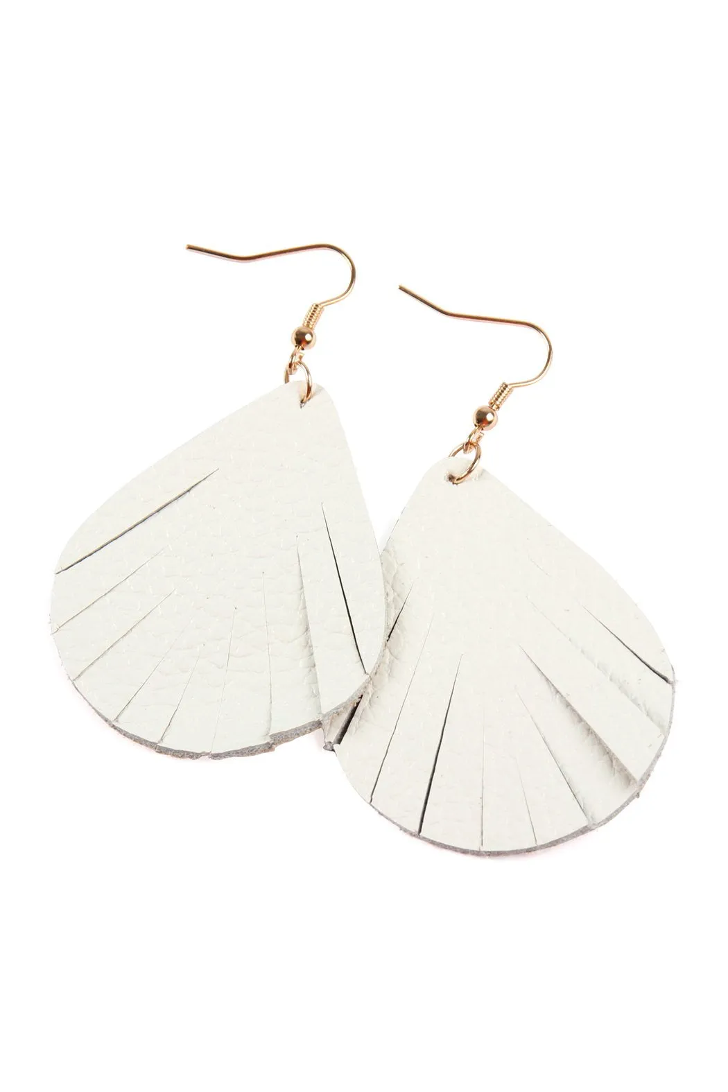 Hde2271 - Fringed Pear Shaped Leather Earrings