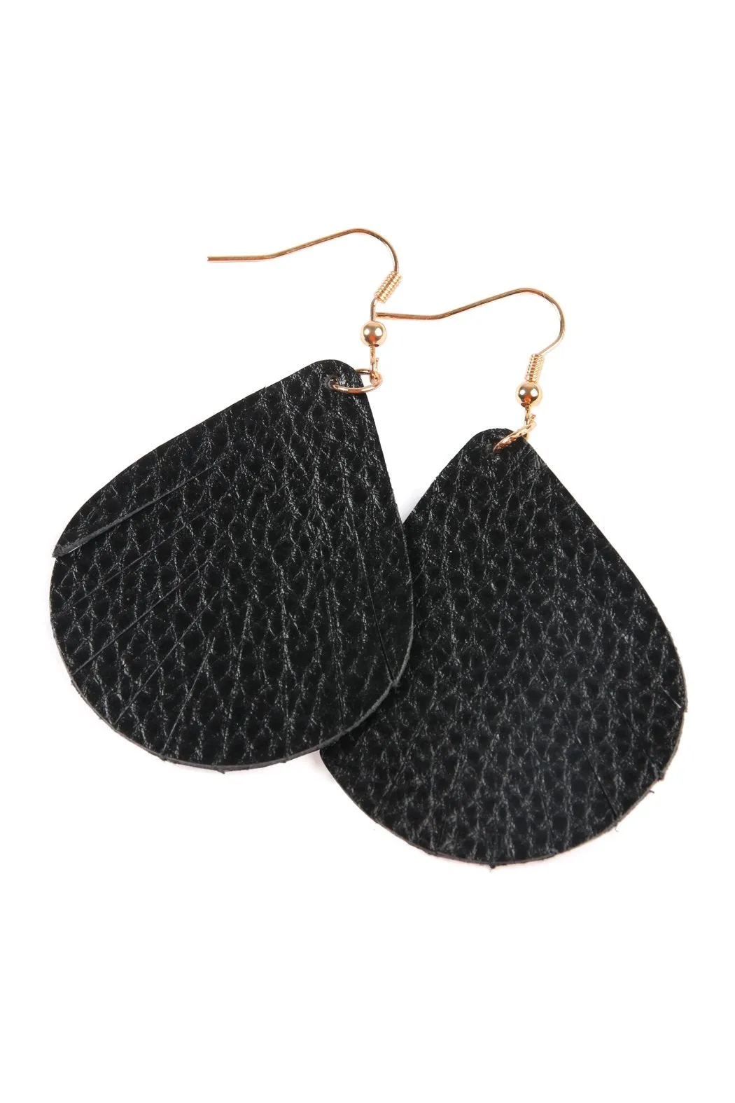 Hde2271 - Fringed Pear Shaped Leather Earrings