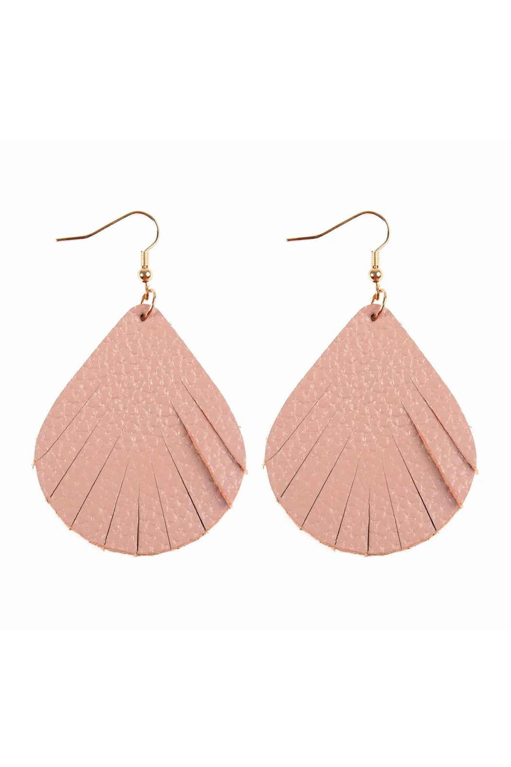 Hde2271 - Fringed Pear Shaped Leather Earrings