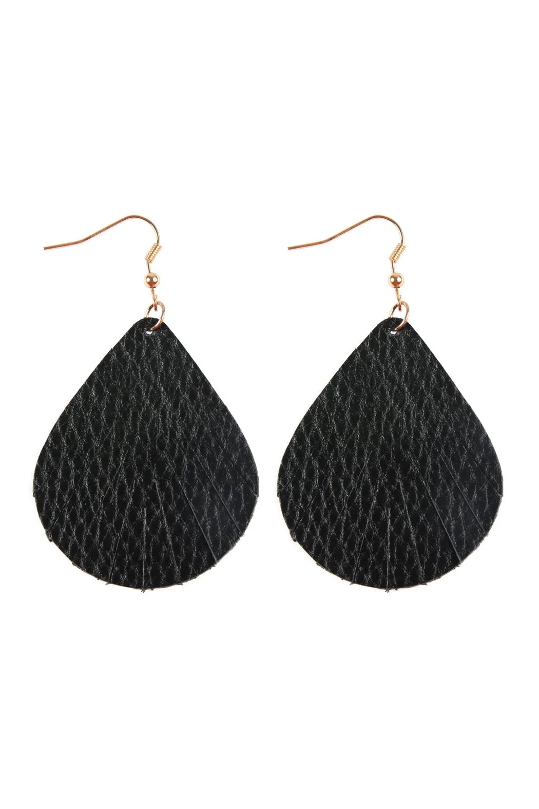 Hde2271 - Fringed Pear Shaped Leather Earrings
