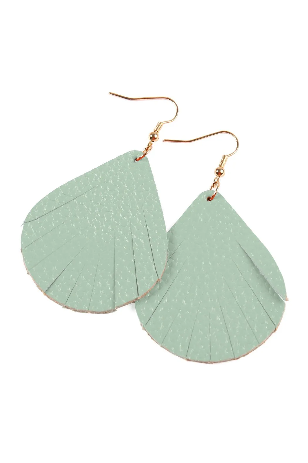 Hde2271 - Fringed Pear Shaped Leather Earrings