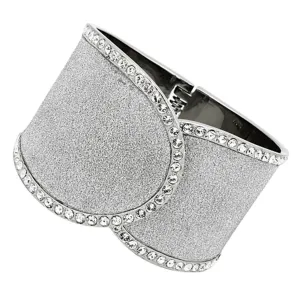 High polished (no plating) Stainless Steel Bangle with Top Grade Crystal in Clear for Women Clear Stone Color Style TK1152