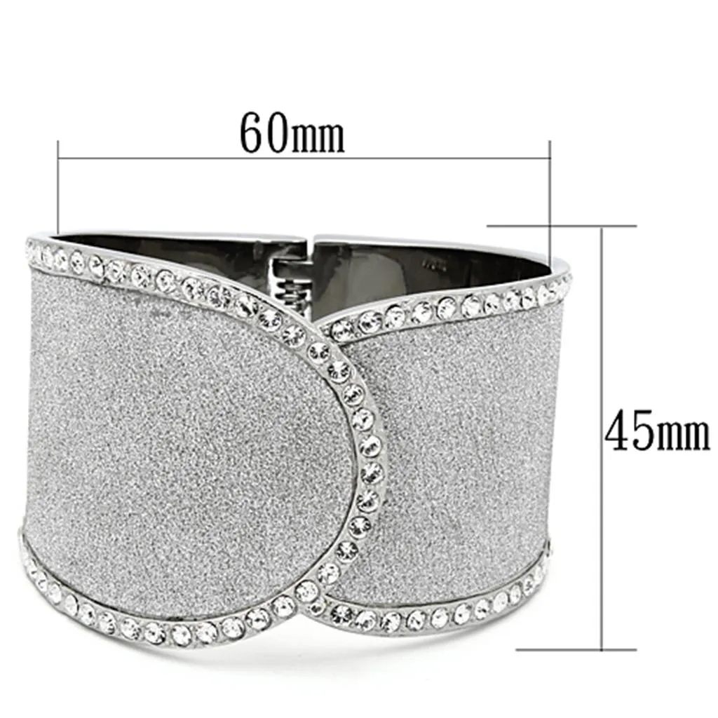 High polished (no plating) Stainless Steel Bangle with Top Grade Crystal in Clear for Women Clear Stone Color Style TK1152