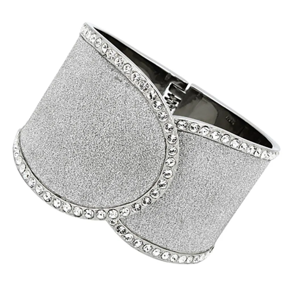 High polished (no plating) Stainless Steel Bangle with Top Grade Crystal in Clear for Women Clear Stone Color Style TK1152