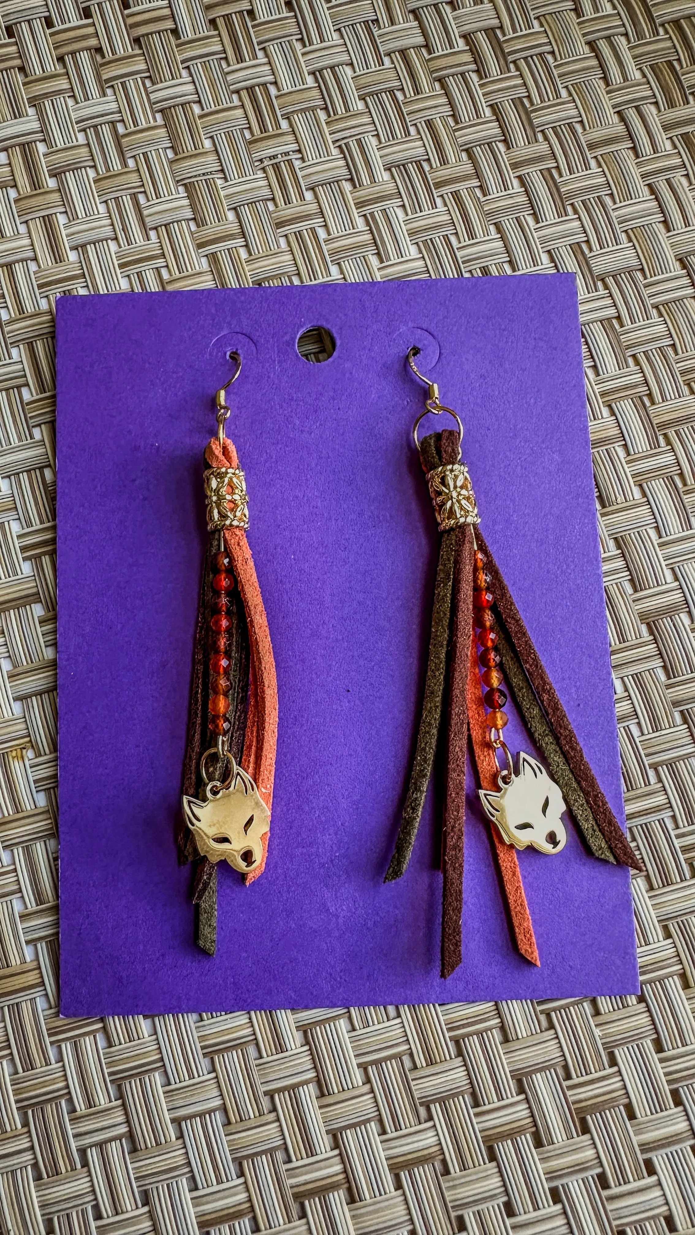 Indigenous Handmade Earrings - Garnet Fox