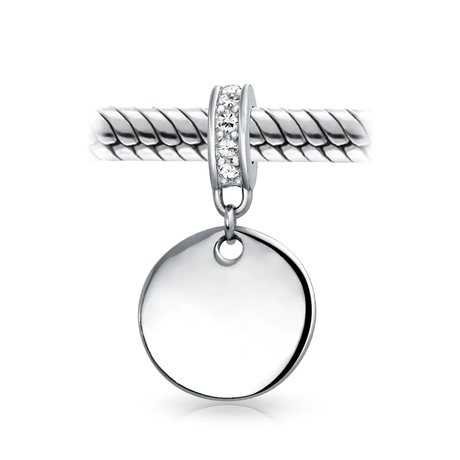 Initial Alphabet Bead Charm Pink Crystal Monogram Sterling Silver Bracelet