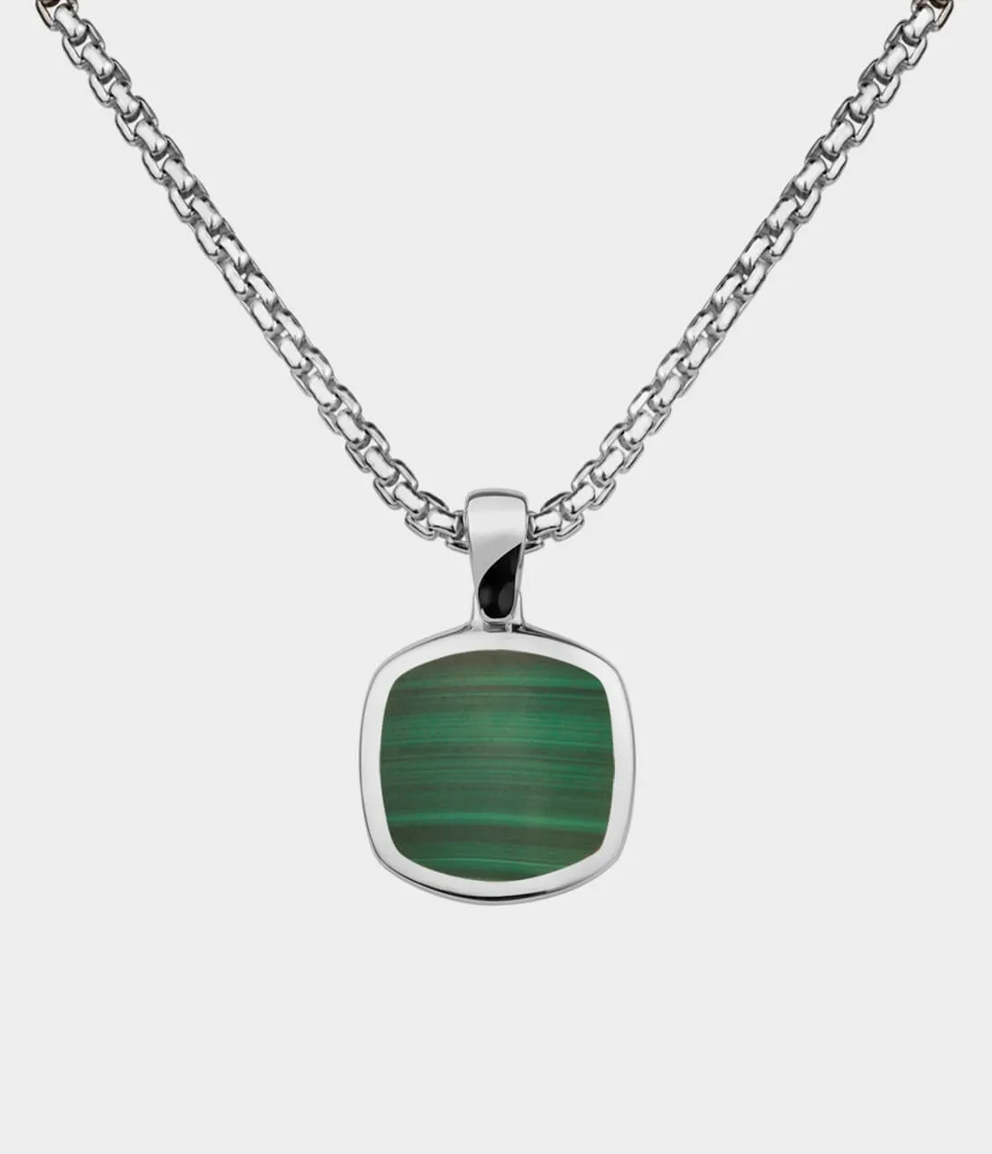 Inlaid Signet Necklace / Sterling Silver / Hand Cut Malachite - Custom Option