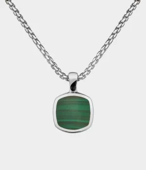 Inlaid Signet Necklace / Sterling Silver / Hand Cut Malachite - Custom Option