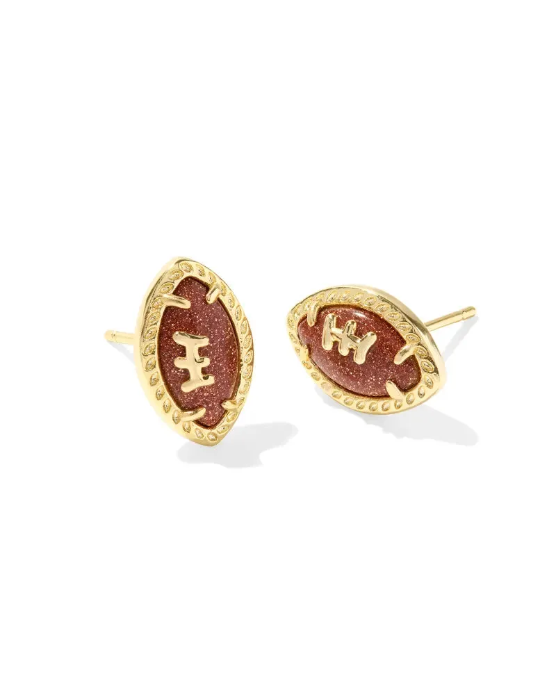 Kendra Scott Football Stud Earrings Gold Orange Goldstone