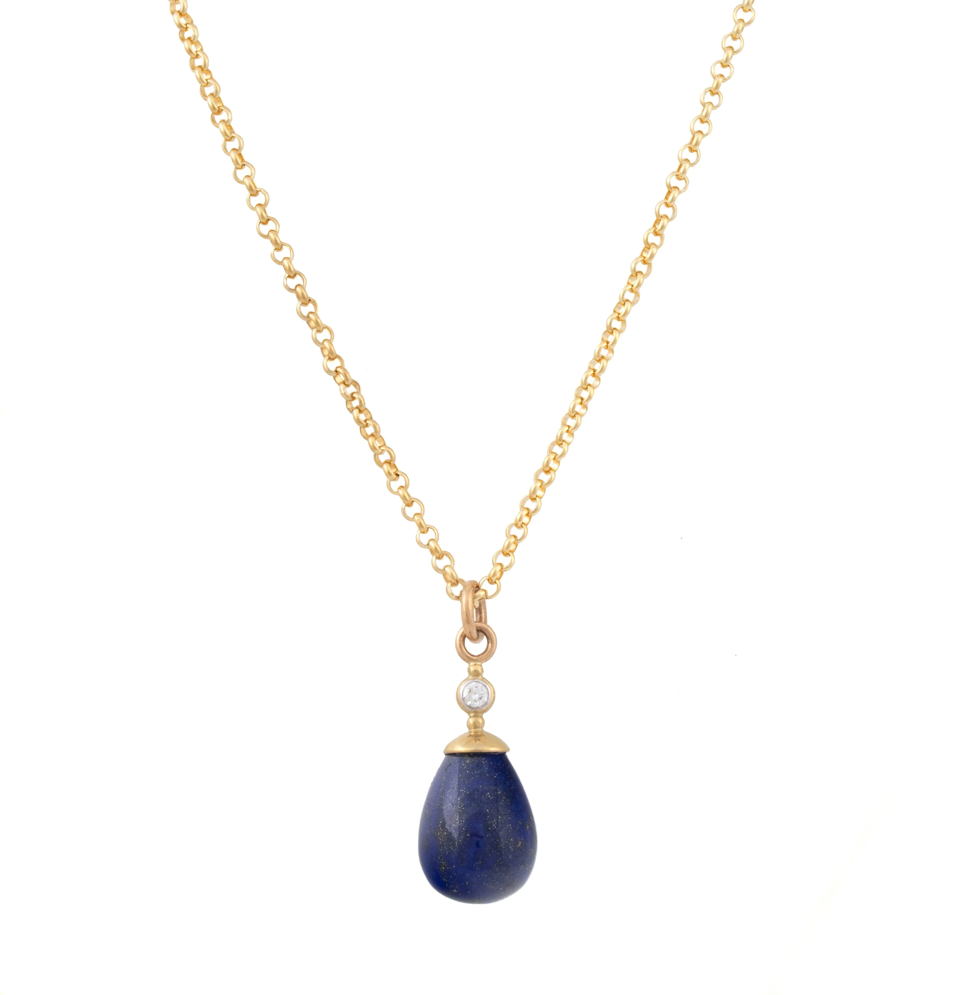 Lapis Lazuli Drop Pendant with Diamond