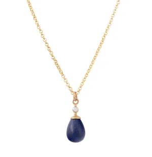 Lapis Lazuli Drop Pendant with Diamond