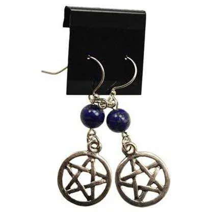 Lapis Pentagram earrings