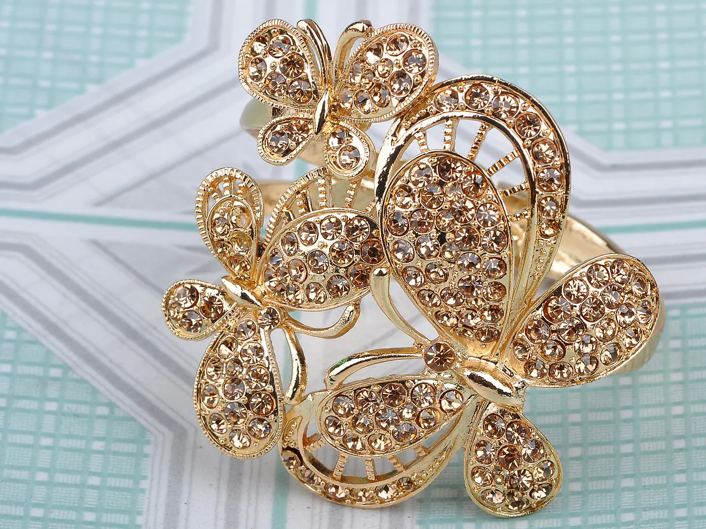 Light Topaz Colored Butterfly Bangle Bracelet