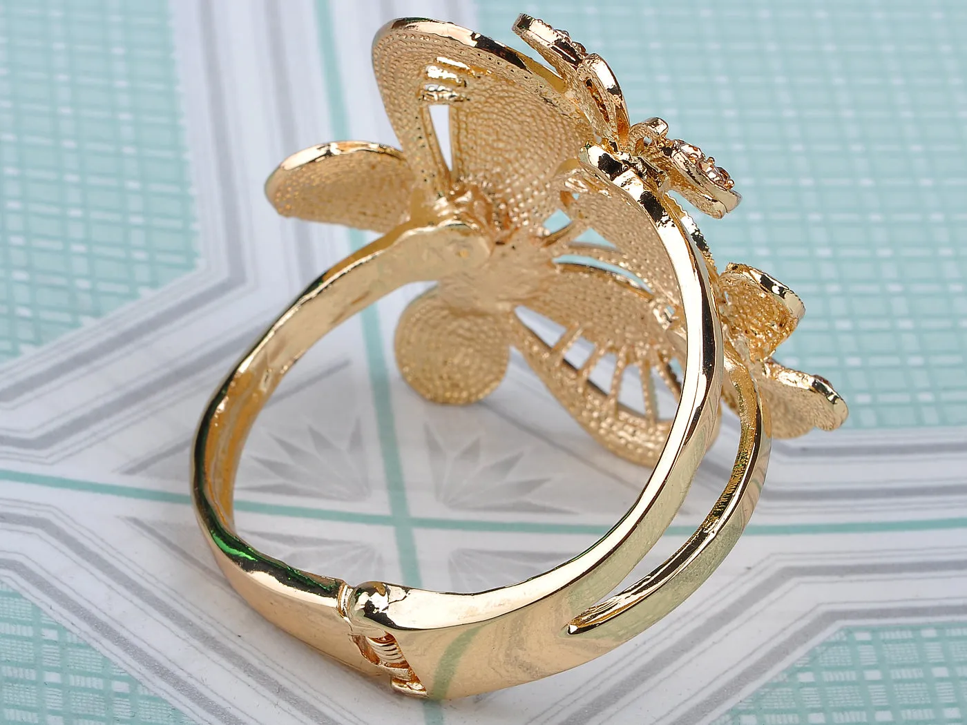Light Topaz Colored Butterfly Bangle Bracelet