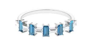 London Blue Topaz and Diamond East West Half Eternity Ring